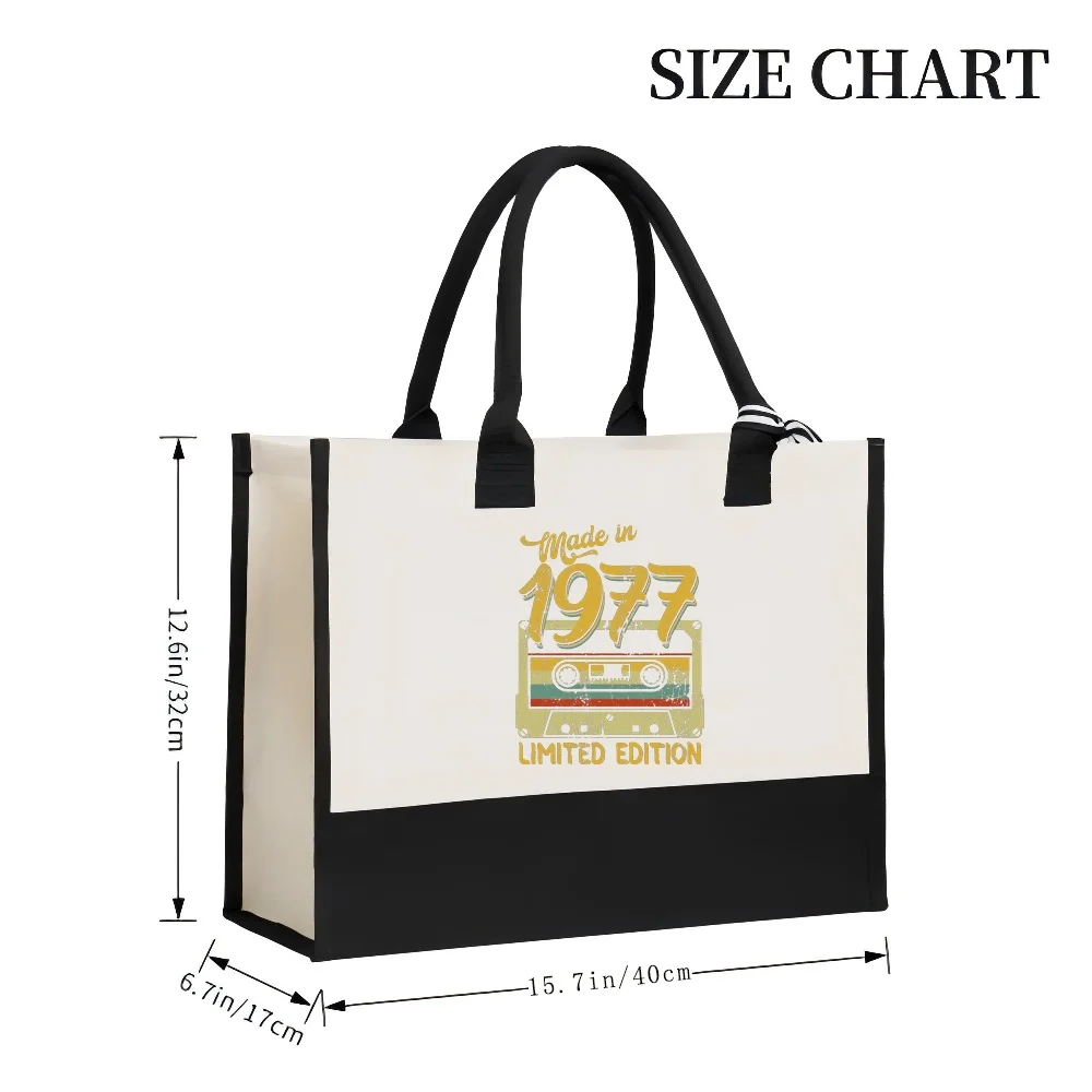 صنع في 1977 طبعة 2026 وصول جديد موضة عملية واسعة قابلة لإعادة الاستخدام حمل حقيبة نمط طباعة 2 لهجة الثقيلة كبيرة #3