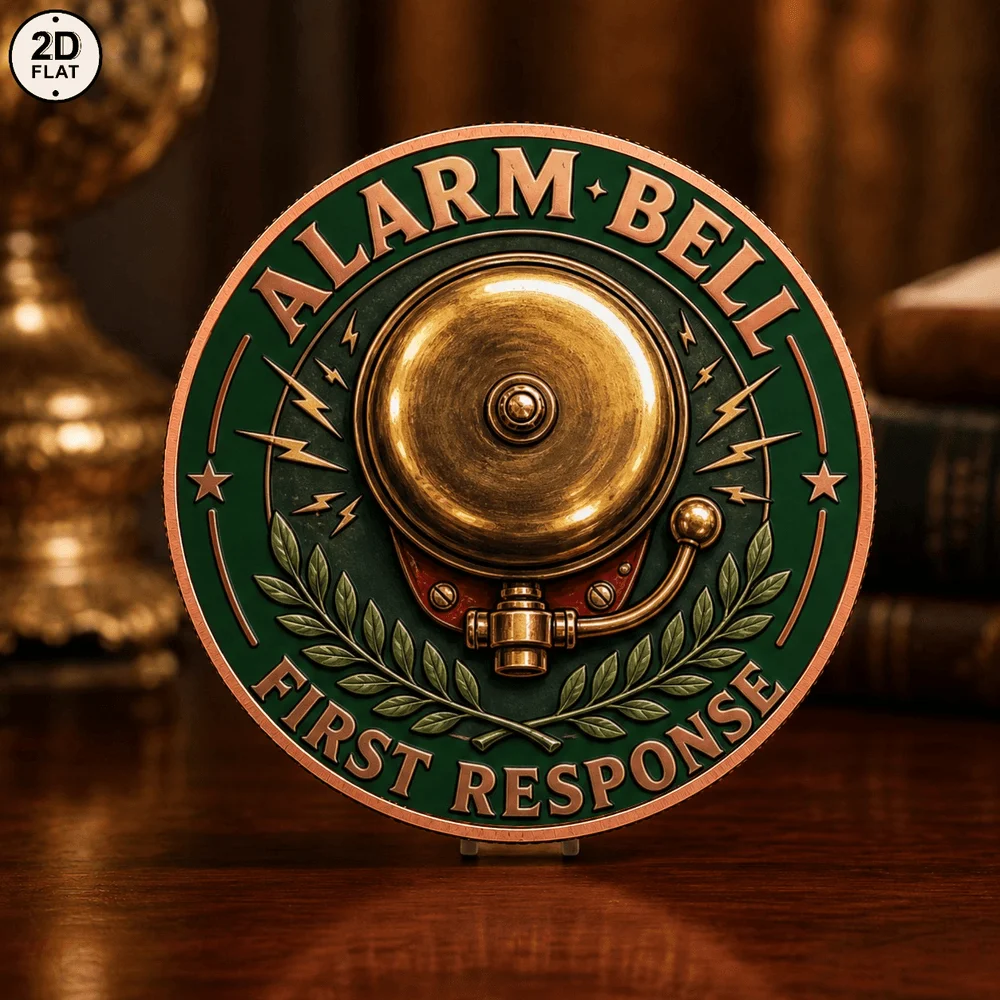1pc 1 OZ Pure Copper First Response Alarm Bell Challenge Coin Emergency Rescue Collectible Medal Souvenir Gift for Firefighter