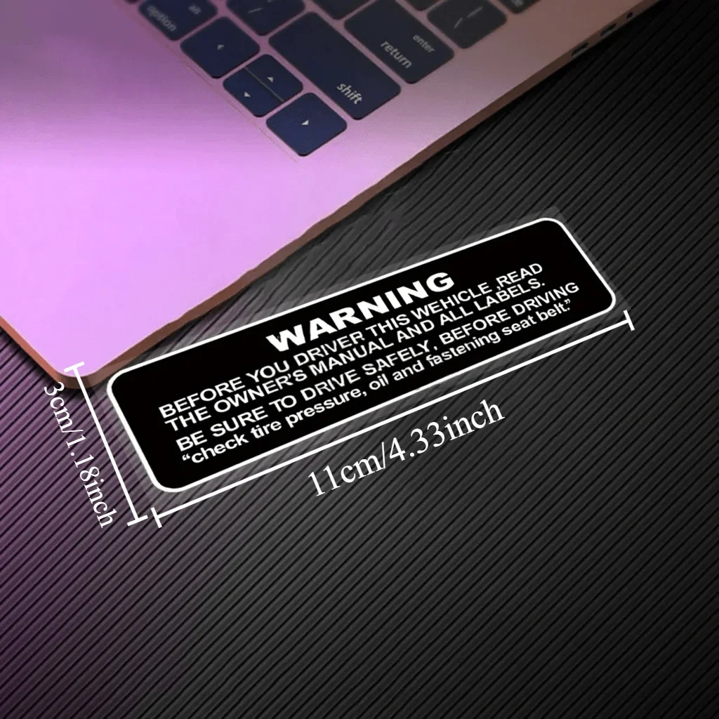 Vehicle Warning Sticker 1PC Waterproof Vinyl Safety Decal for Motorcycle Scooter Moto Universal Indicator Label Auto Decor