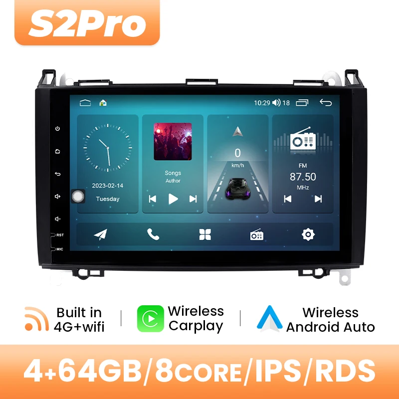 Android 14 Autoradio Multimedia Voor Mercedes Sprinter W906 Benz B200 EEN B Klasse W245 W169 Viano Vito W639 8GB 128GB GPS 4G Wifi