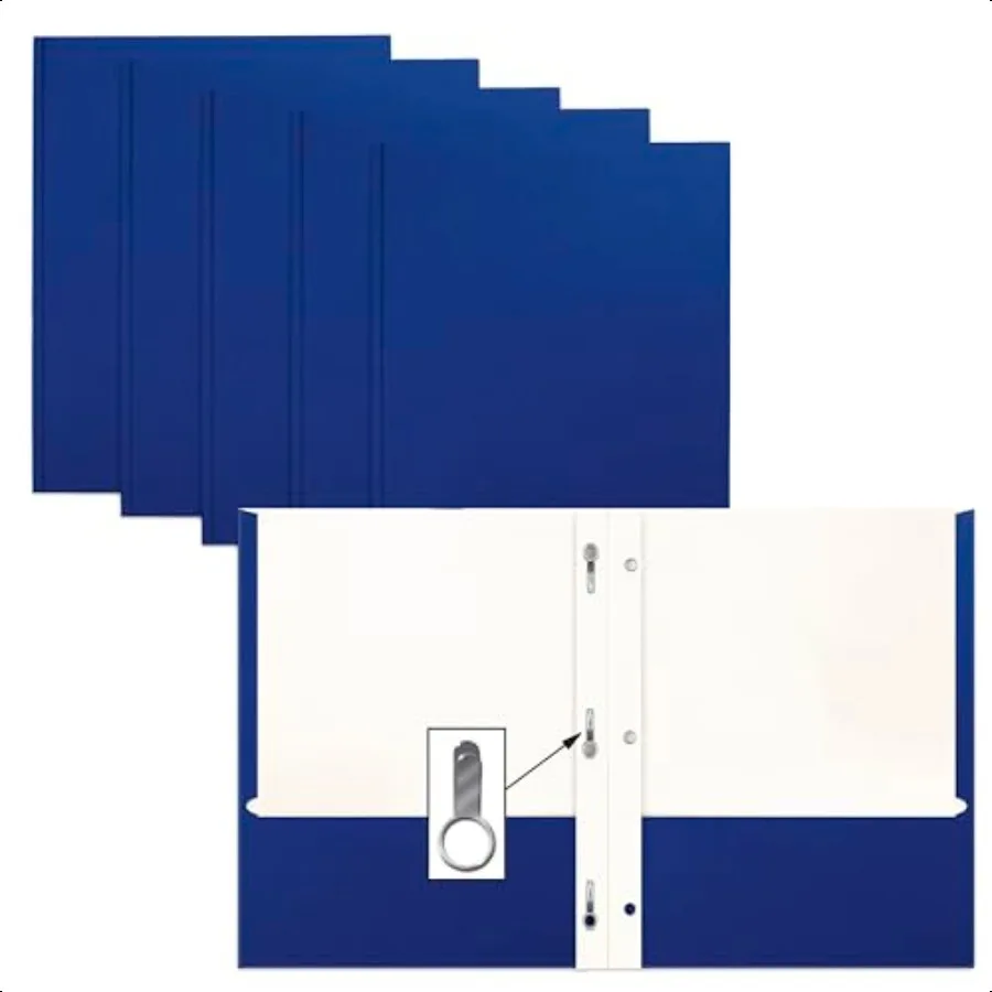 

Blue Paper 2 Pocket Folders with Prongs 50 Pack Matte Texture Letter Size Paper Folders 50 Pack with etal Prong Fastener Clips