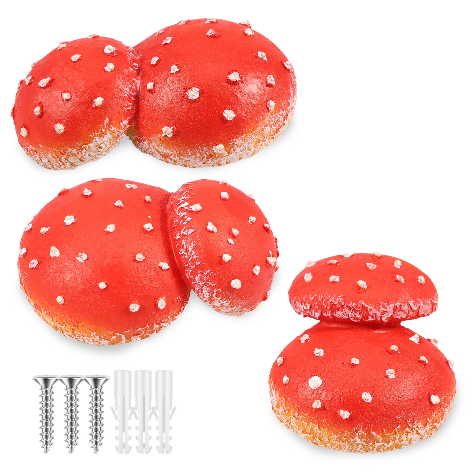 3Pcs Simulation Mushroom Tree Decors for Fairy Garden Mini Glow in the Dark Mushroom Statues Easy to Install Resin Mushroom