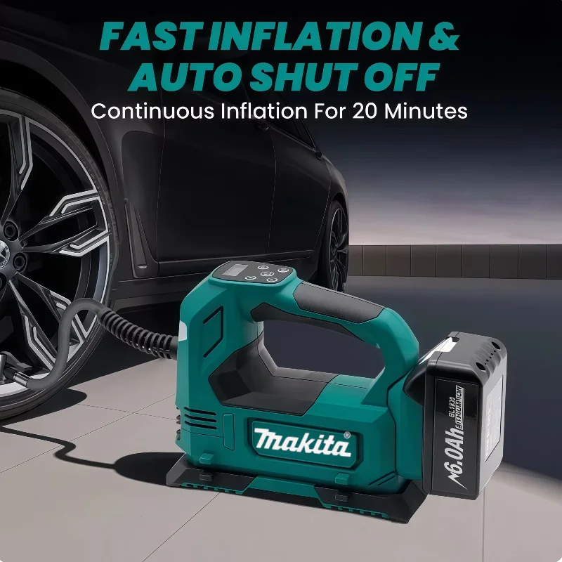

Беспроводной воздушный насос Makita с бесщеточным двигателем, 18В, портативный насос для шин с цифровым дисплеем для автомобилей и мотоциклов