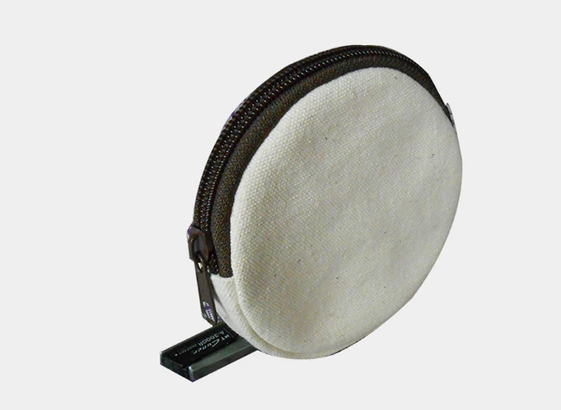 

10pcs DIY Blank Canvas Beige Circle Shaped Coin Purses