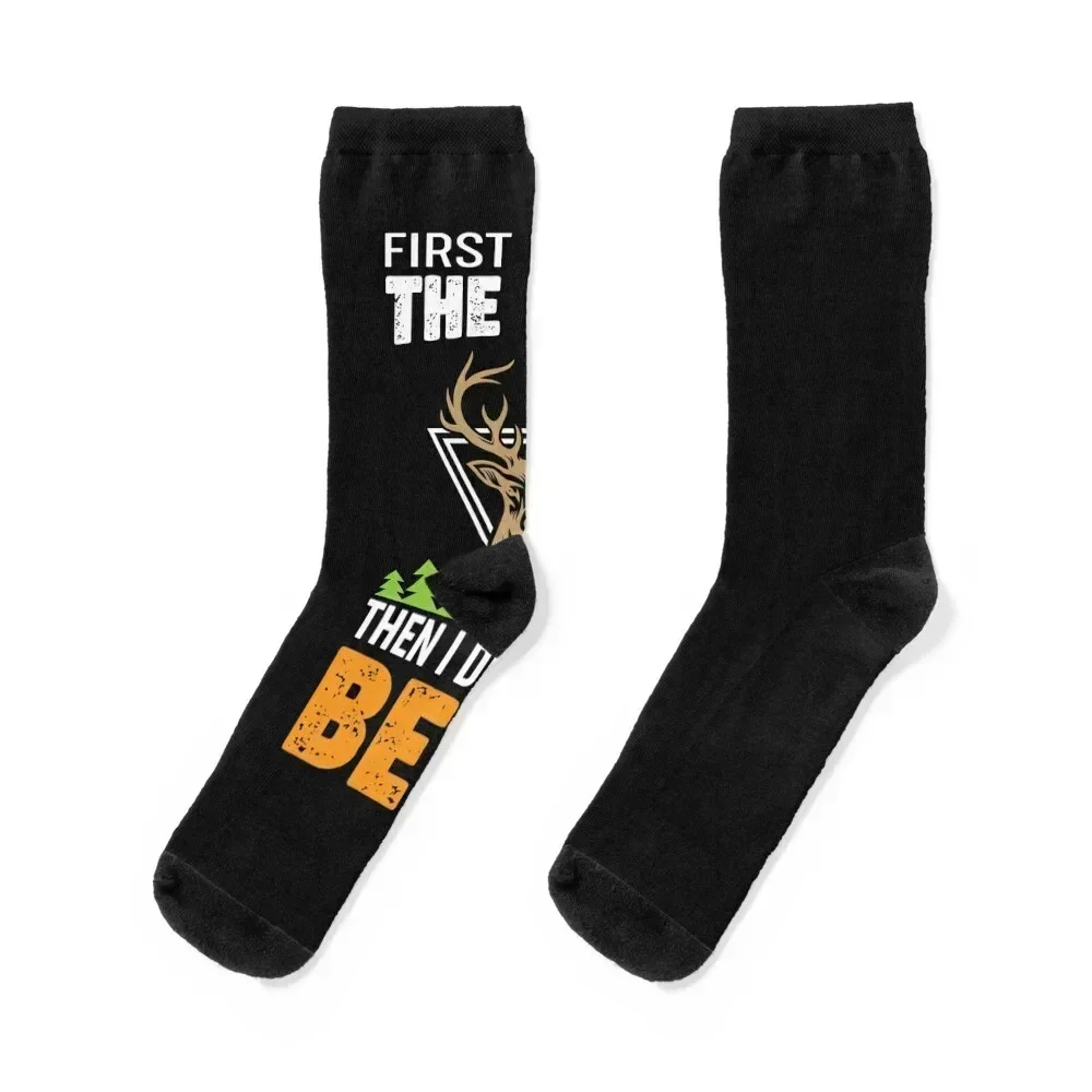 First I Hunt The Deer Then I Drink The Beer Funny Hunting Gifts Socks winter Children's shoes Men Socks Luxury Brand Women's