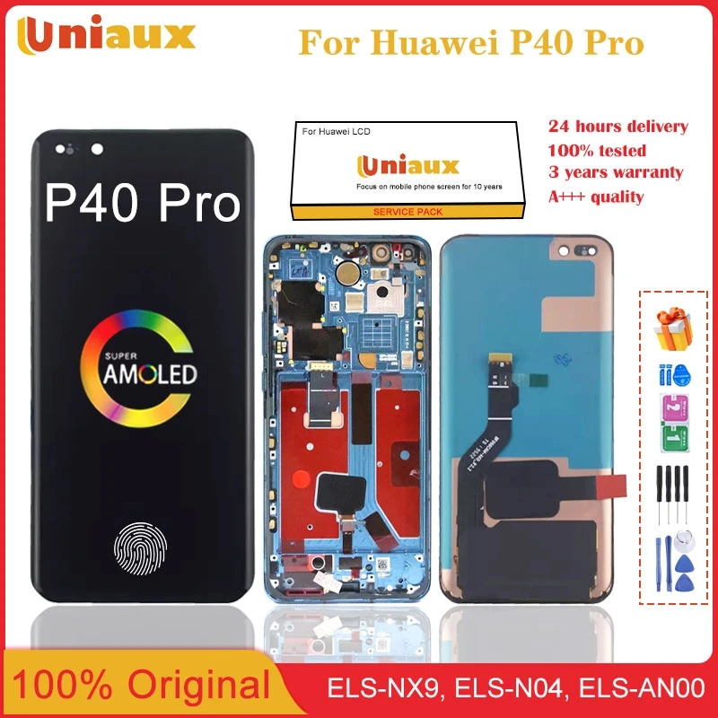 

6.58'' Original For HUAWEI P40 Pro LCD Display Touch Screen Digitizer Assembly With Frame Replace For Huawei P40Pro ELS-NX9 LCD