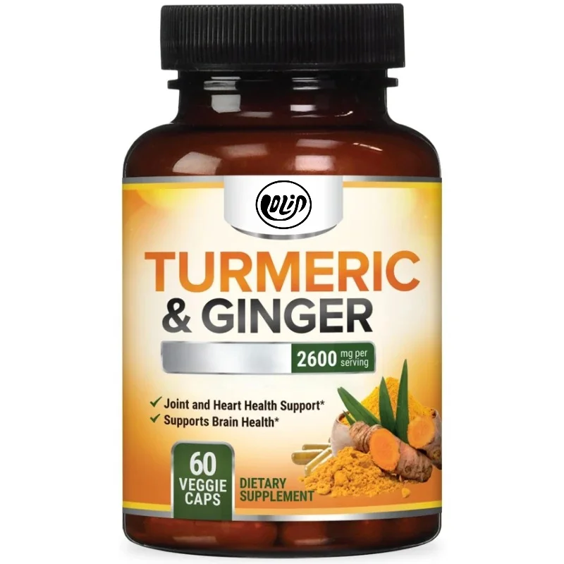 Turmeric Capsule 60 Count Nutritional Supplement with Curcuminoids Ginger Black Pepper Extract Vegan Support Joint Brain Health