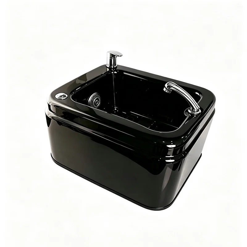 Home Relax Foot Bath Basin Surf Massage Function Colorful LED Light Hand‑Shower Sprayer One‑key Drain Foot Spa Tub