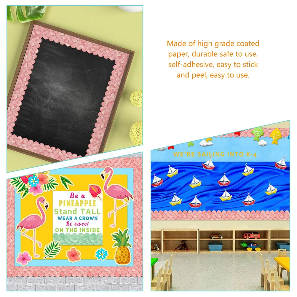 

1pcs 1 Roll Wave Pattern Bulletin Board Border Trim Self-Adhesive Wall Art Stickers For Classroom Blackboard Office School Decor