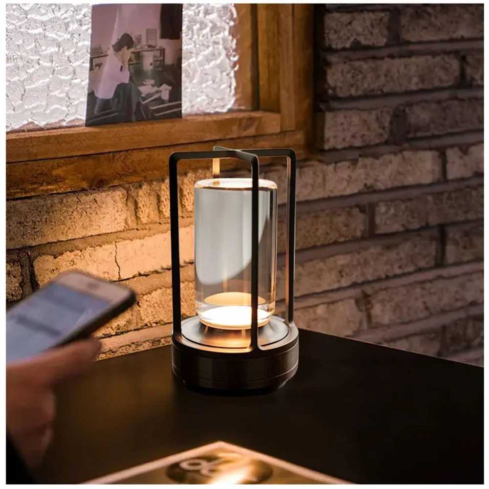 Lámpara LED de mesa inalámbrica, lámparas de escritorio de estilo Industrial, luz de ambiente para acampar al aire libre, luces nocturnas creativas