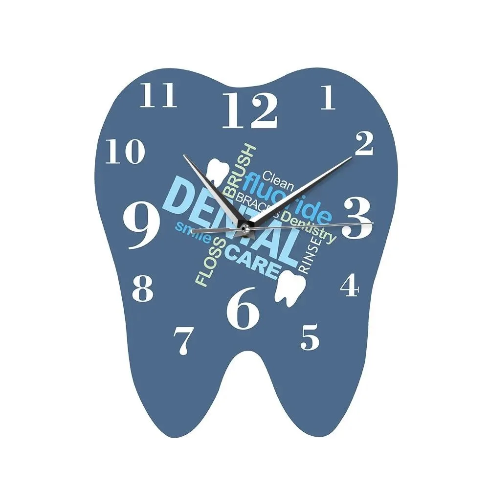 Creative Tooth Shape Silent Wall Clock, Funny Dental Office Decor, Unique Quartz Watch for Living Room Bedroom, Gift for Dentist