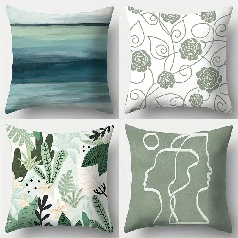 Abstract Floral & Botanical Pillow Covers Pattern Cushion Cover Suitable for Sofa Bedroom Car Pillow Cover