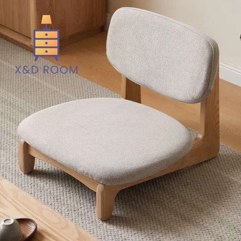 

XD Furniture Solid Wood Exquisite Tatami Tea Chair Modern Simple Living Room Sofa Low Stool Oak Balcony No Armrest Chair New