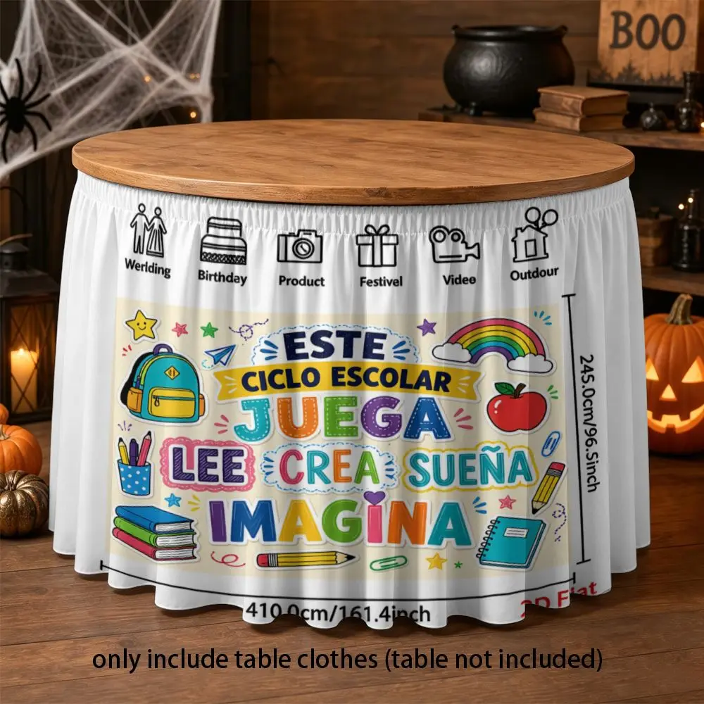Handmade multi-functional table skirt table cover with school cycle education wall chart