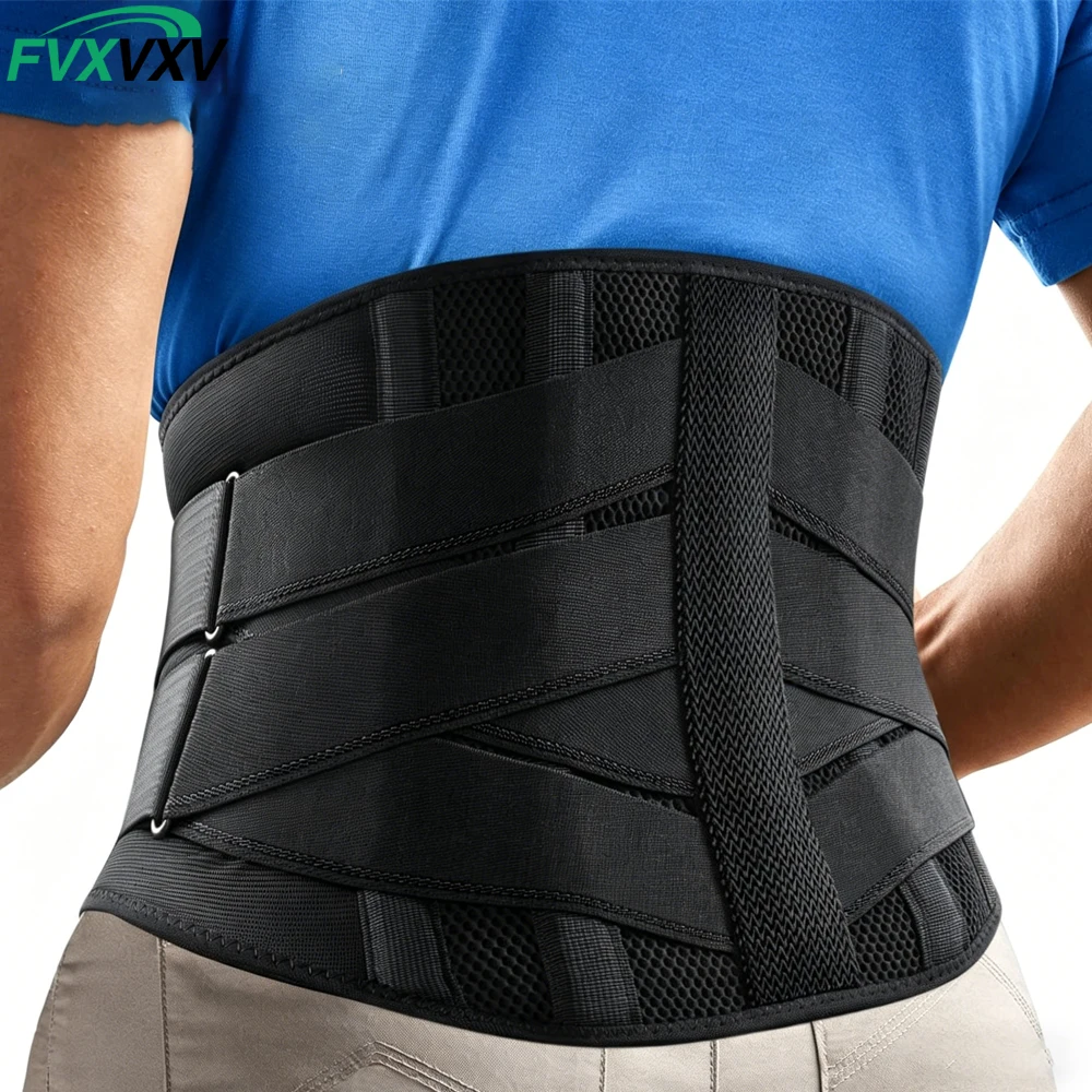 

1PCS 5 Stays Lumbar Support Belt, Breathable Mesh Back Brace with 3D Pad, Semi-Rigid Lower Back Support for Sciatica, Herniated