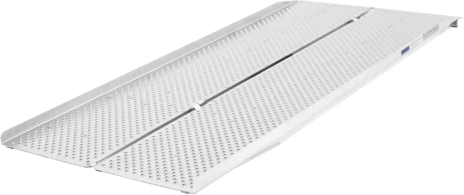 6' Wheelchair Ramp, Lightweight (27.5 lb), Folding, Portable, Non-Slip Punch Plate, for Scooter, Walker, Rollator, 800 lb