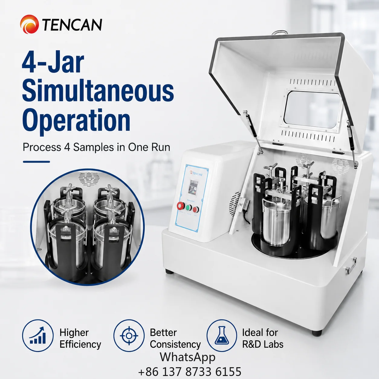 1.98L Wet Dry Vertical Planetary Ball Mill XQM-6 High Speed Electric Lab Grinding Machine SUS316 For Ultrafine Nano Powder