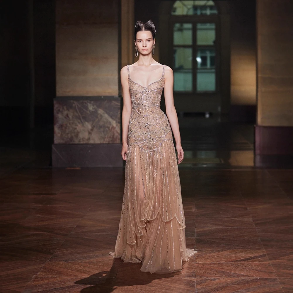 Serene Hill 2025 Customized Luxury Nude Spaghetti Strap Beaded A line Evening Dress Elegant Gown for Formal Occasion LA73189 - AliExpress Serene Hill 2025 Customized Luxury Nude Spaghetti Strap Beaded A line Evening Dress Elegant Gown for Formal Occasion LA73189 - AliExpress