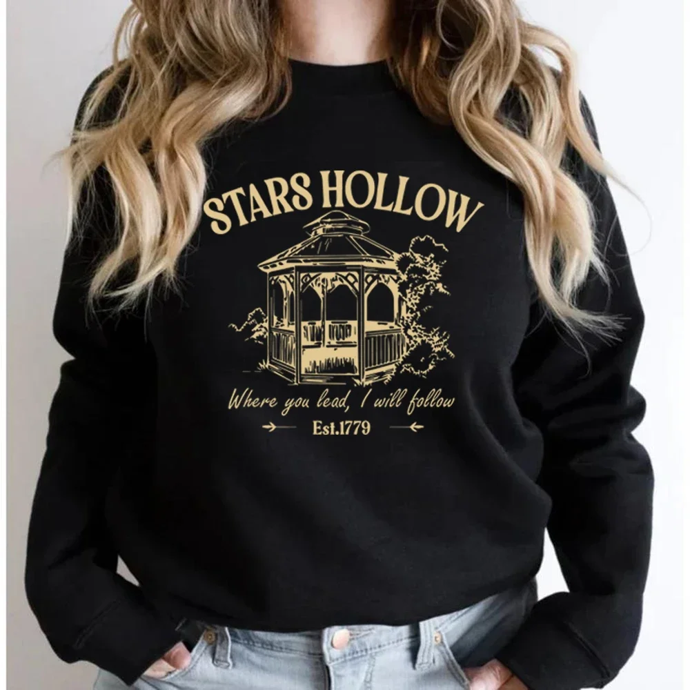 Stars Hollow Sweatshirt Vintage Gilmore Girl Graphic Hoodies Autumn and Winter Fashionable Casual Round Neck Pullovers