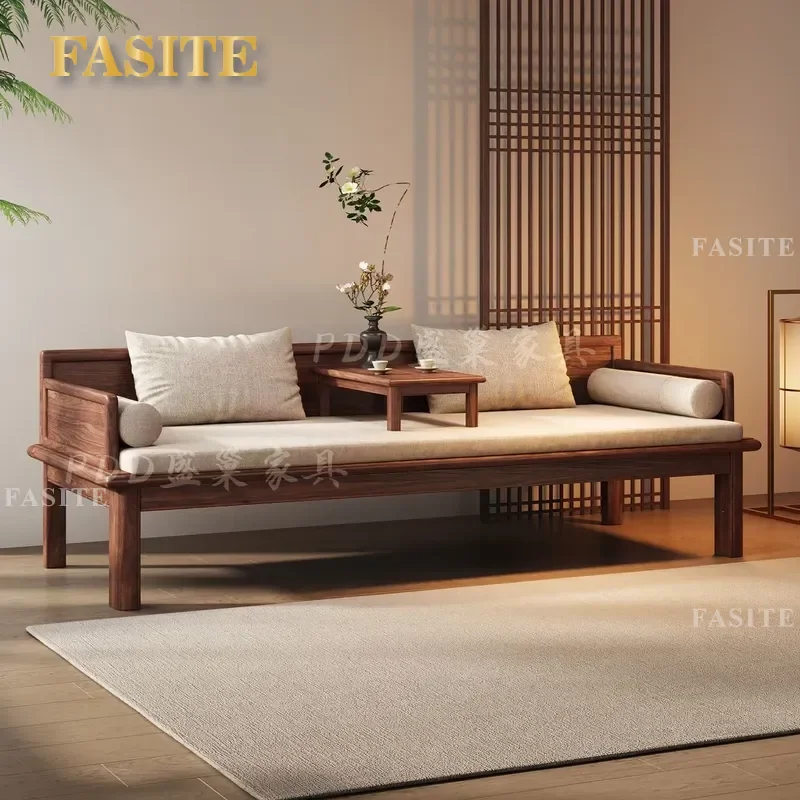 For Golden Silk Walnut Song Style Aesthetic Solid Wood Arhat Bed Push Pull Retractable Multifunctional Sofa Bed Furniture