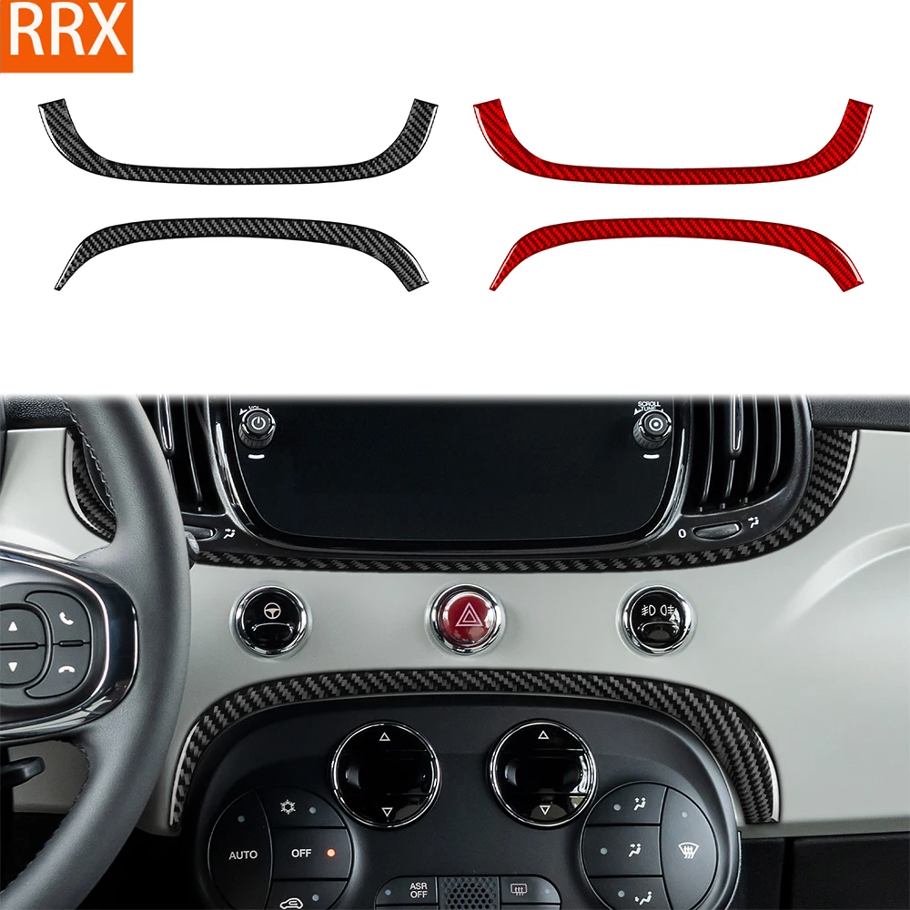 Für Fiat 500 2017-2023 Echtcarbon-Aufkleber Mittelkonsole Verkleidungsleiste Autozubehör Innendekor.