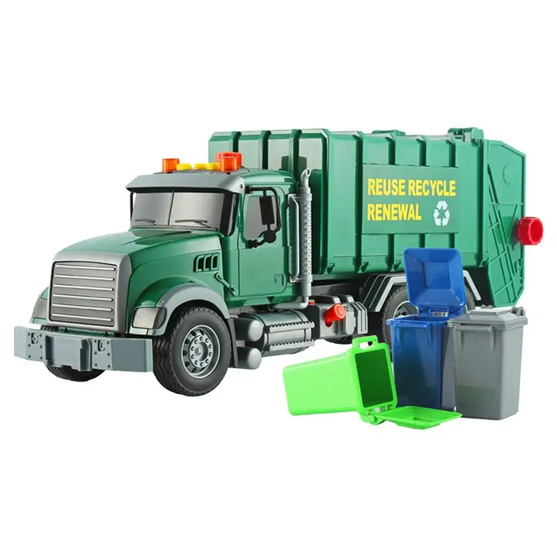 Children Car 1:12 Model Diecast City Cleaning Garbage Truck Sound Light Pull Back Toys Trash Car Kids Toy Christmas Gifts