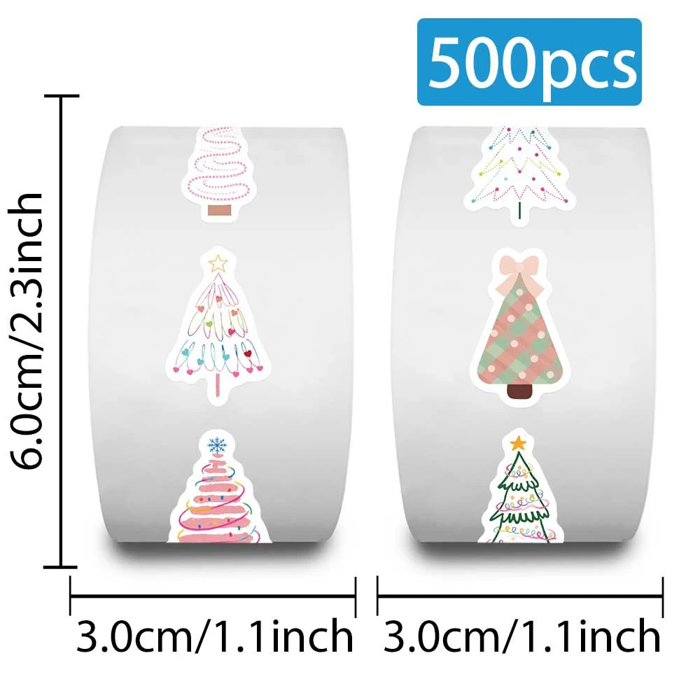 500 قطعة/لفة مضحك الكرتون شجرة عيد الميلاد ملصقات ختم تسميات الشارات DIY بها بنفسك سجل القصاصات المحمول الهاتف مكافأة ملصق لعبة الديكور #3
