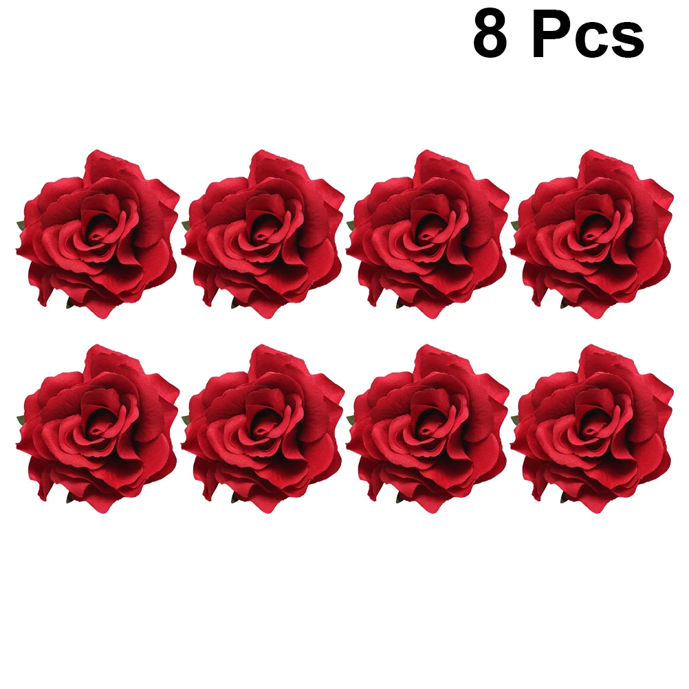 

8pcs Flower Hair Comb Clips Simulation Rose Bridal Bridesmaid Party Prom Accessories Women Headdress Hair Pins