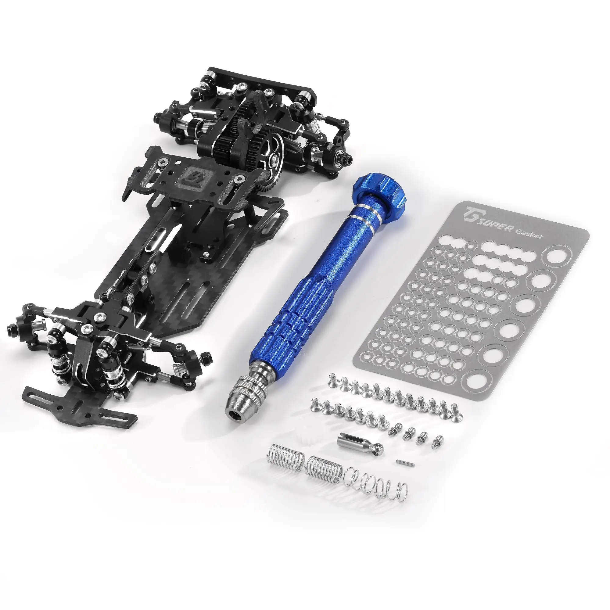 RC Car Frame, 1/24 1/28 TG Racing Super Assembled Mini Rear Drive RWD Drift Racing Car Frame Body Kit with Tools DIY Parts