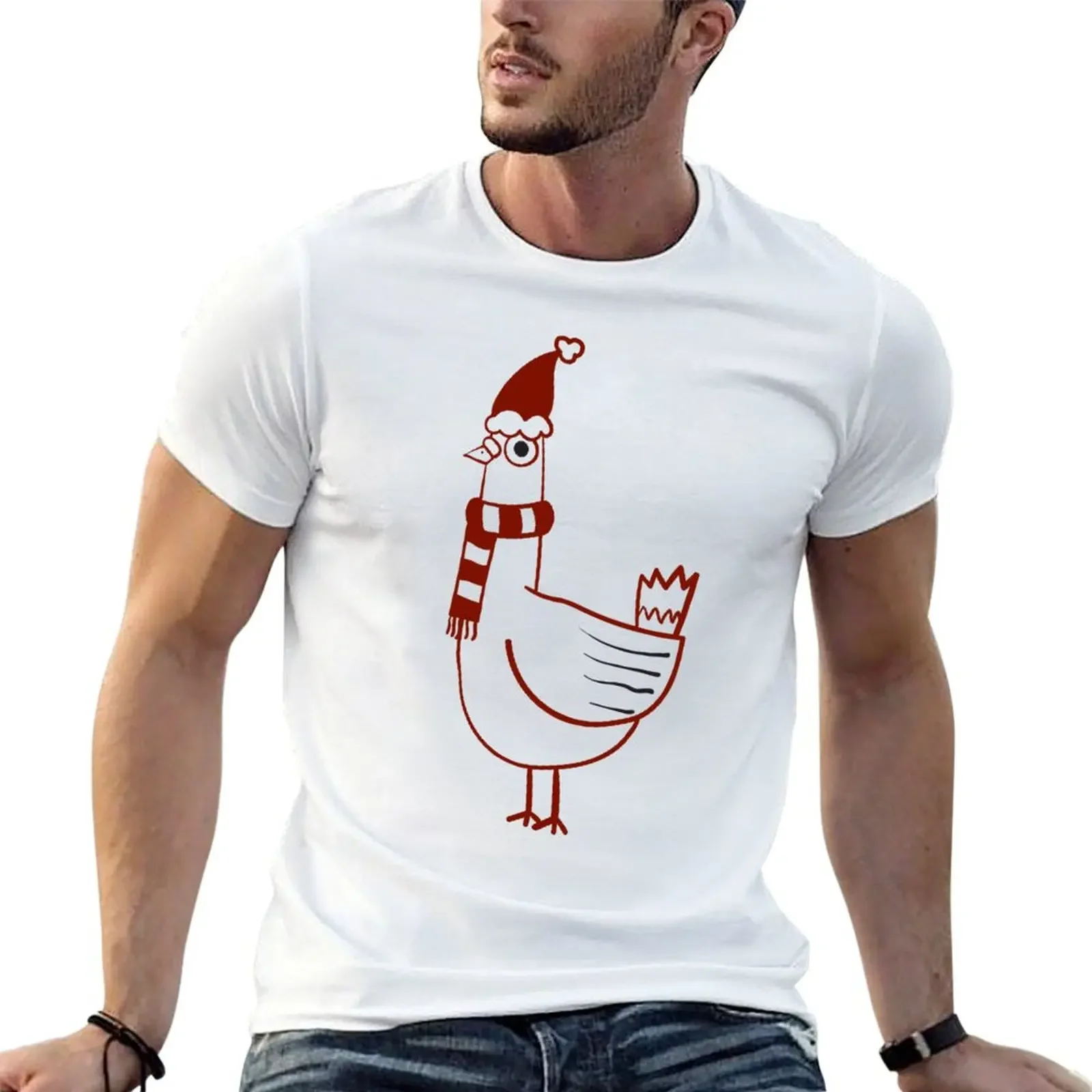 

Christmas Pigeon in Santa Hat T-Shirt oversized t shirt customs cheap stuff summer clothes funny t shirts men