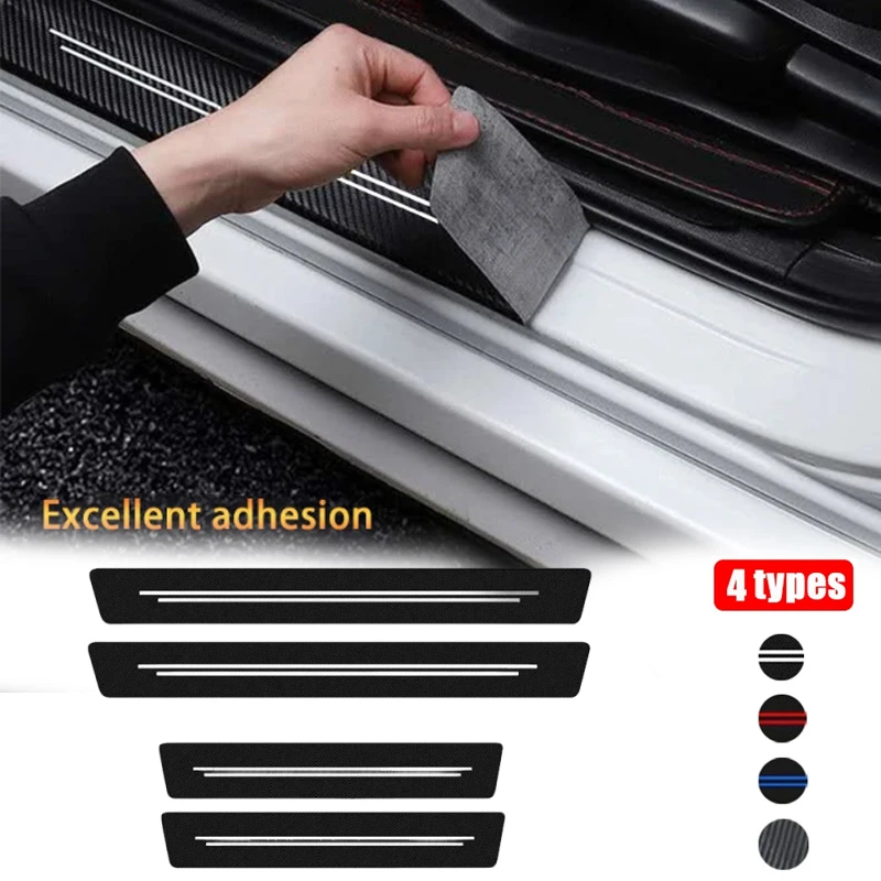 

Car Door Sill Trim Carbon Fibre Leather Footwell Trim Scratch-resistant And Wear-resistant Decorative Trim Auto Accessories