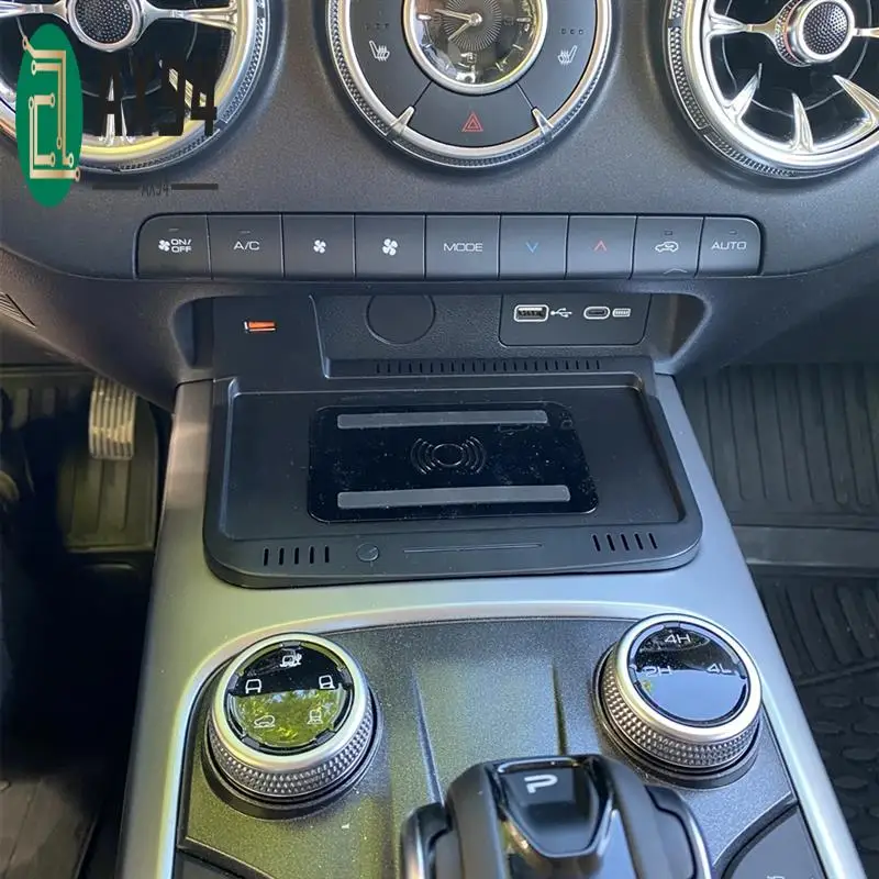 

AX94-Car Phone Holder Wireless Charger For WEY GWM Tank 300 2021 2022 2023 Accessories 15W Fast Charging Panel Adapter