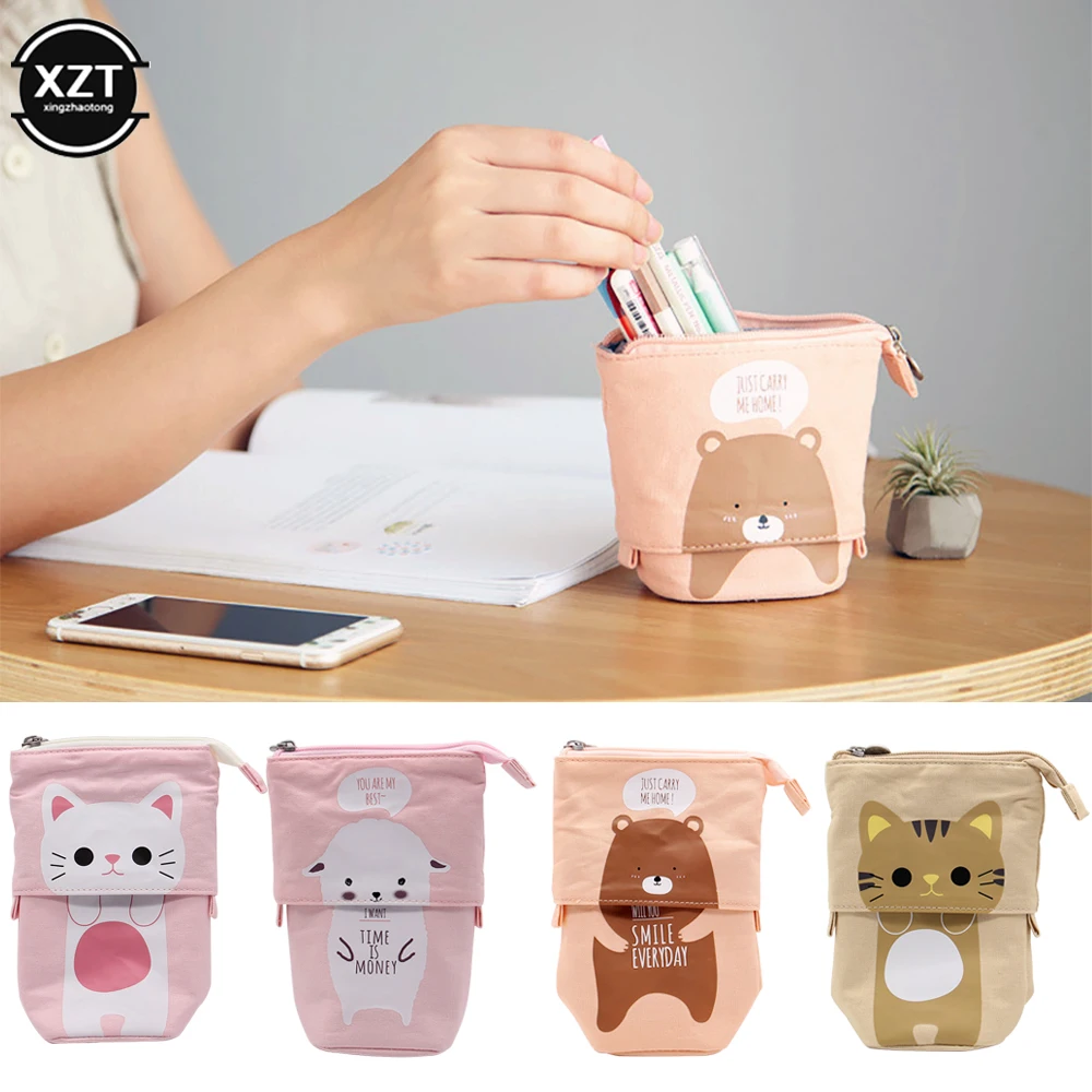 Cute And Simple Multi-Function Pencil Case Fabric Quality School Office Desk Supplies Stationery Gift Cute Pencil Box Holder Bag image 6