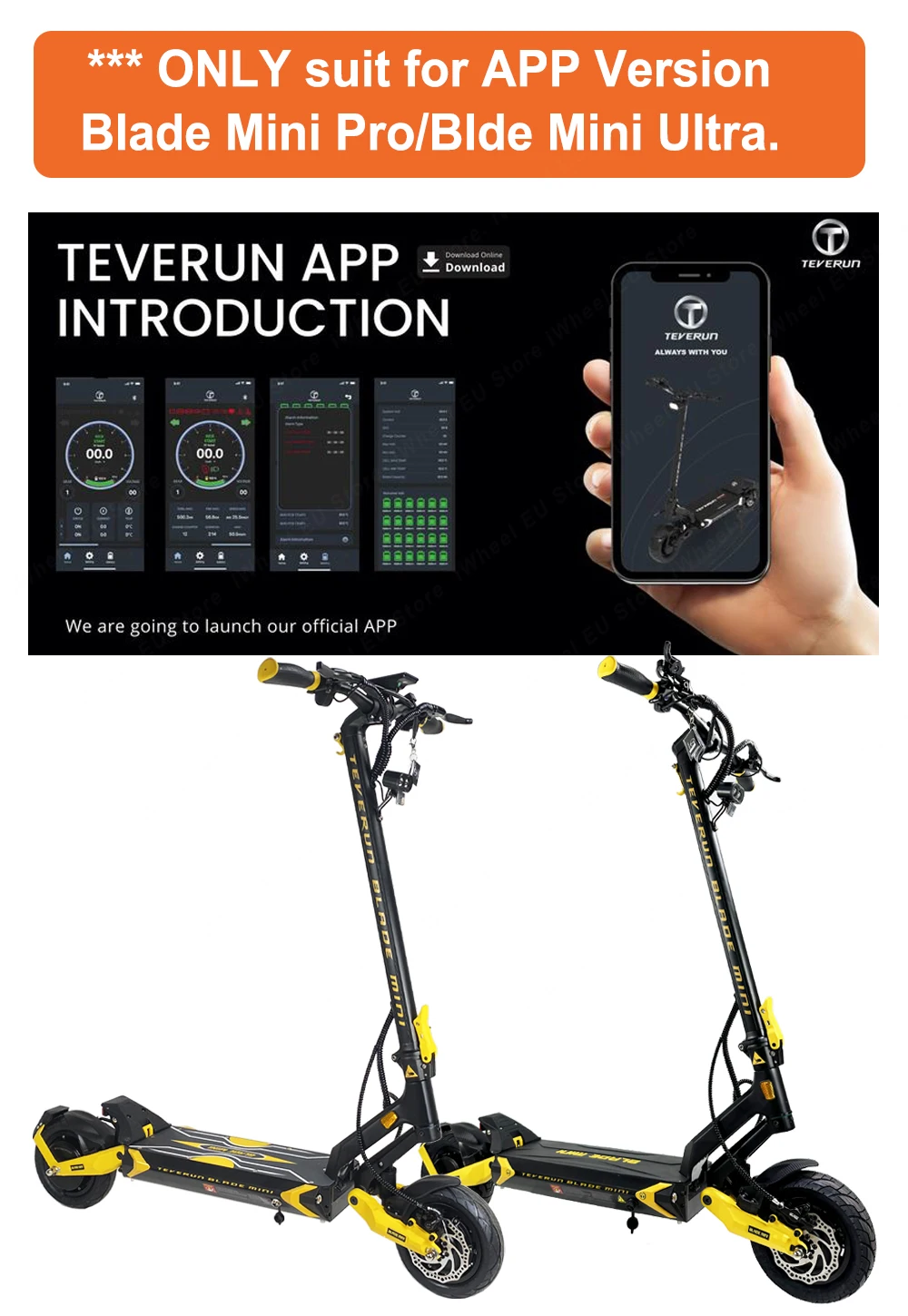 Official Teverun Blade Mini Pro/Ultra with APP Version LED DIsplay Suit for Teverun Blade GT II APP Version LCD Meter Scooter