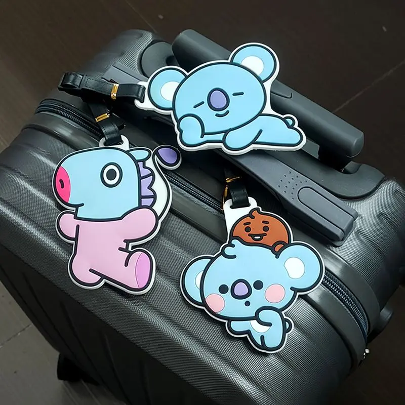 Accessoires liés aux idoles BT21, étiquette de valise, étiquette antivol, marqueur de sac à bagages, décoration mignonne, cadeaux liés aux idoles, Kawai 2026