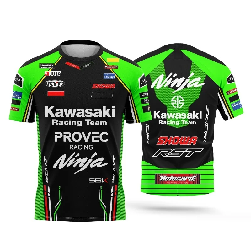 

Новинка 2025 года, Kawasaki Racing Motorcycle Race, мужская летняя дышащая повседневная футболка для энтузиастов с 3D принтом, модный топ
