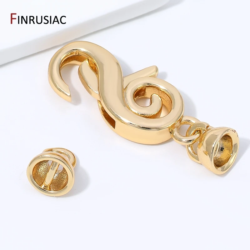 14K Gold Plated Brass S Shape Lobster Clasps Connector,Jewellery End Caps Fastener Lock Clasp For DIY Jewelry Making Accessories