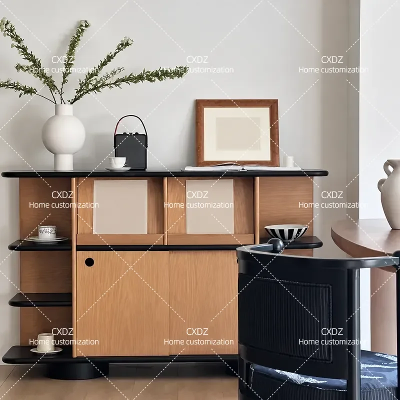 Retro Dining Side Cabinet Luxury Entryway Storage Console Table Living Room Wall Shelf Locker for Front Door Entrance Hallway