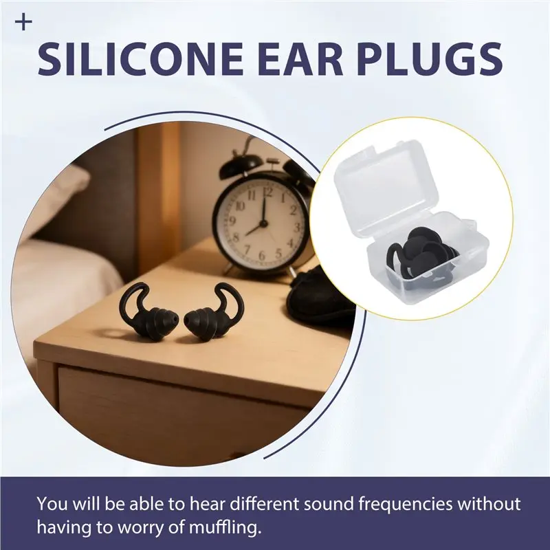 ABZZ-Soundproof Earplugs Three Layer Silicone Earplugs Waterproof Swimming Ear Plugs Sleep Noise Reduction Comfortable Easy To U
