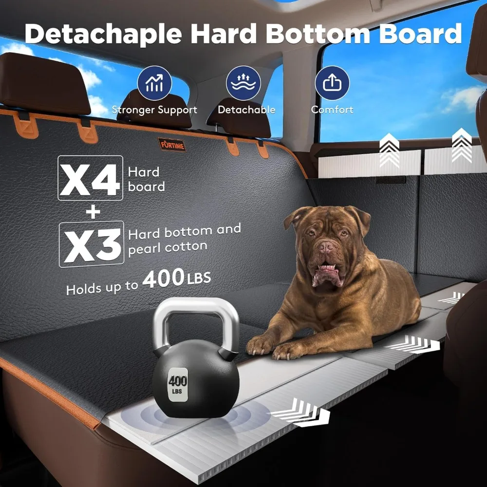 

Dog Car Seat Cover for Back Seat, Upgraded PU Leather Back Seat Extender with Hard Bottom Holds 400LBS,for Car, SUV, Small Truck