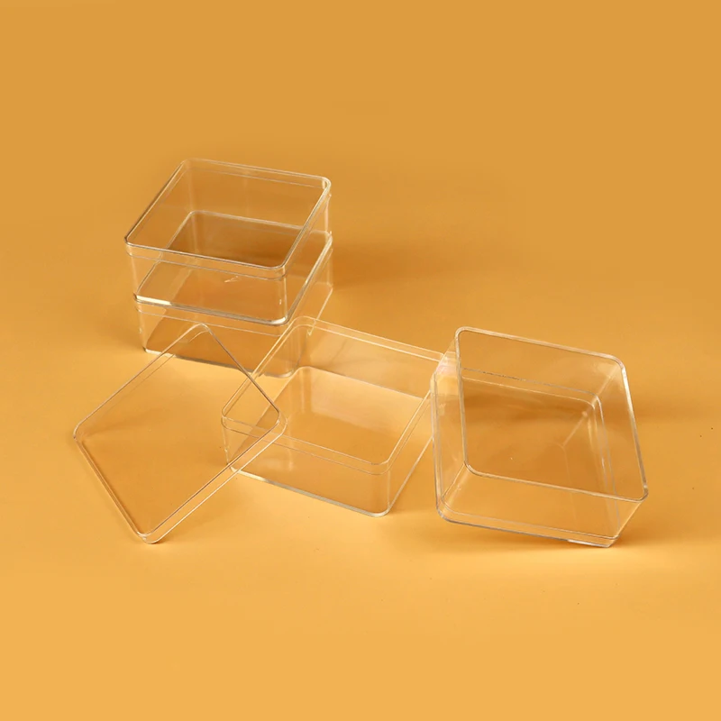 5pcs Square Transparent Plastic Box Case with Lid 8.5*8.5*3.5cm DIY Jewelry Making Findings Storage Organize Packaging Wholesale