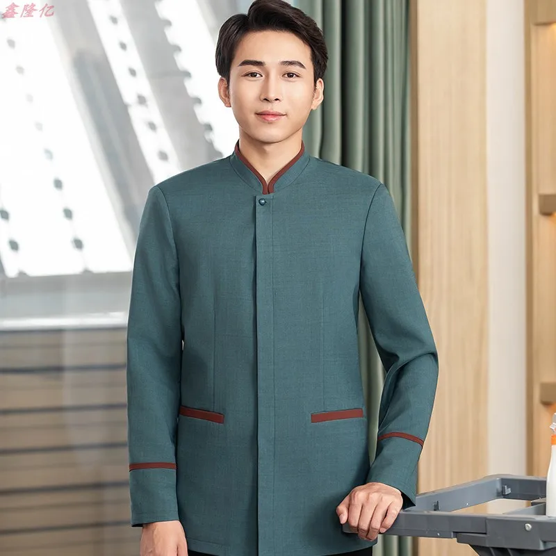 ホテルゲストハウス客室清掃作業服長袖病院プロパティモール清掃スタッフ秋冬トップ