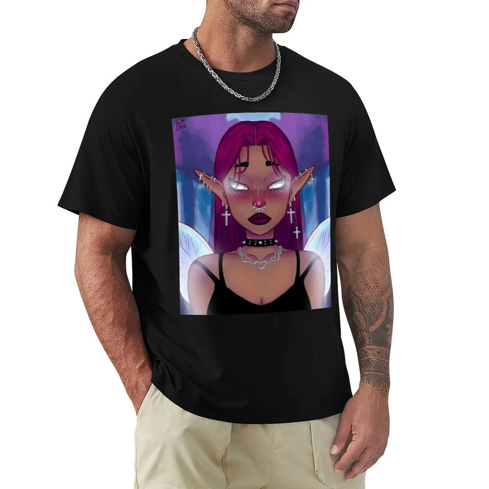 

Dark Fairy Portrait T-Shirt Plus Size Lightweight Top