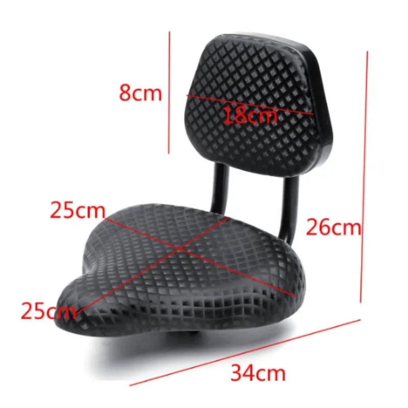 Bike Saddle with Backrest Waterproof Bicycle Seat with Back Support Enlarge and Widen Mountain Bike Seat Cycling Accessories