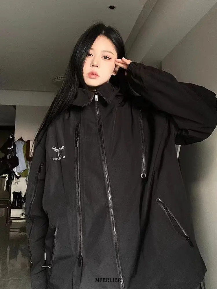 

Plus Size 6XL 150KG Women Zipper Jacket Spring Hoodies Black Color Windproof Outdoor Coat