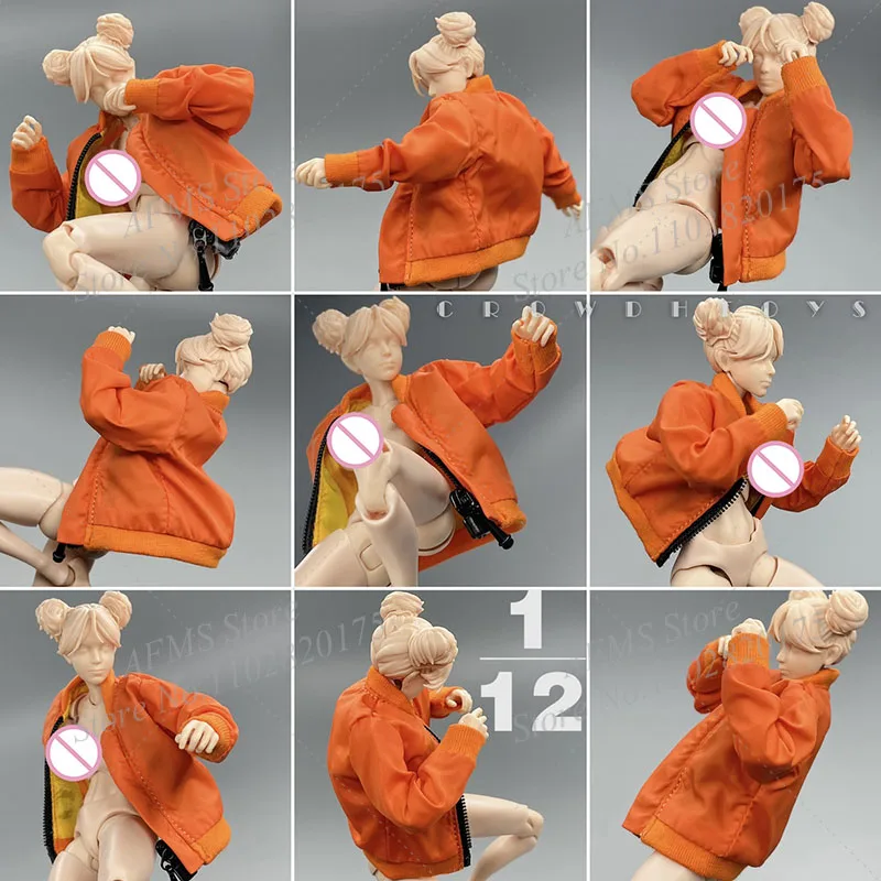 Romankey Snail Shell 1/12 Women Soldier Jacket Trendy Doll Windbreaker Coat Mobile Suit Girl Top Fit 6