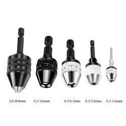 Mini Keyless Drill Chuck Self-Tighten Electric Drill Bits Collet Fixture Tools 1/4