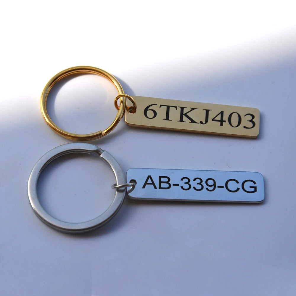 Customized License Plate Keychain Phone Number Personalized Name Keychain, Stainless Steel Metal License Plate, Fashionable Gift