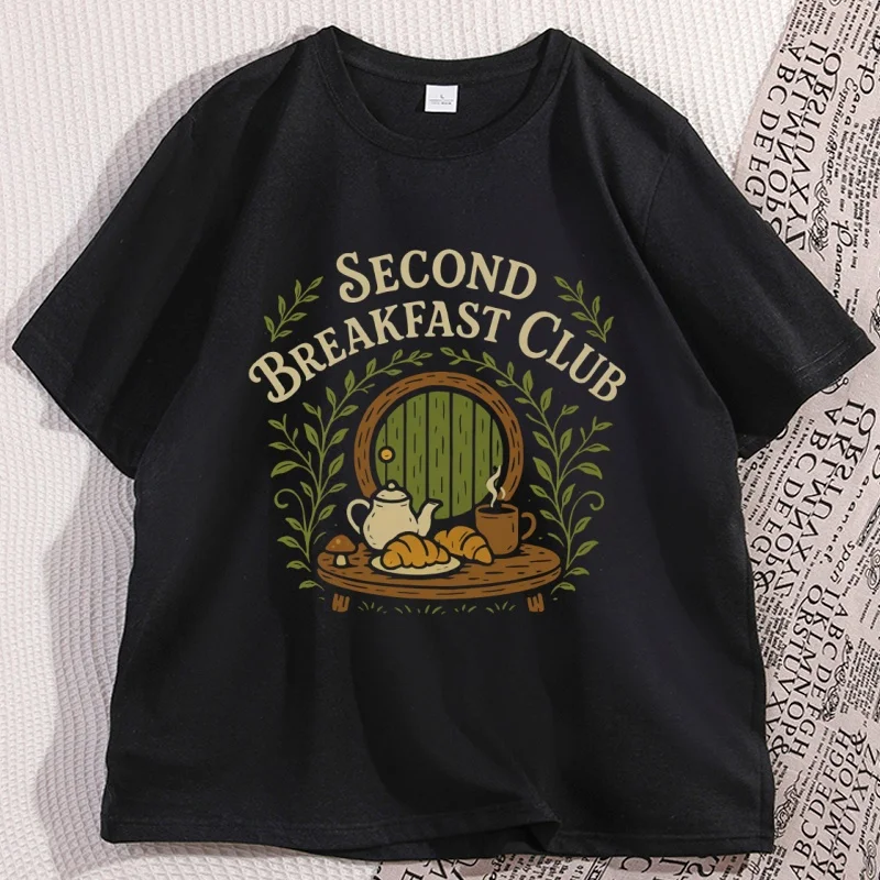 Second Breakfast Club Graphic T Shirts Men Women Casual Basic Short Sleeve T-shirt Round Neck Printed Tshirt Streetwear