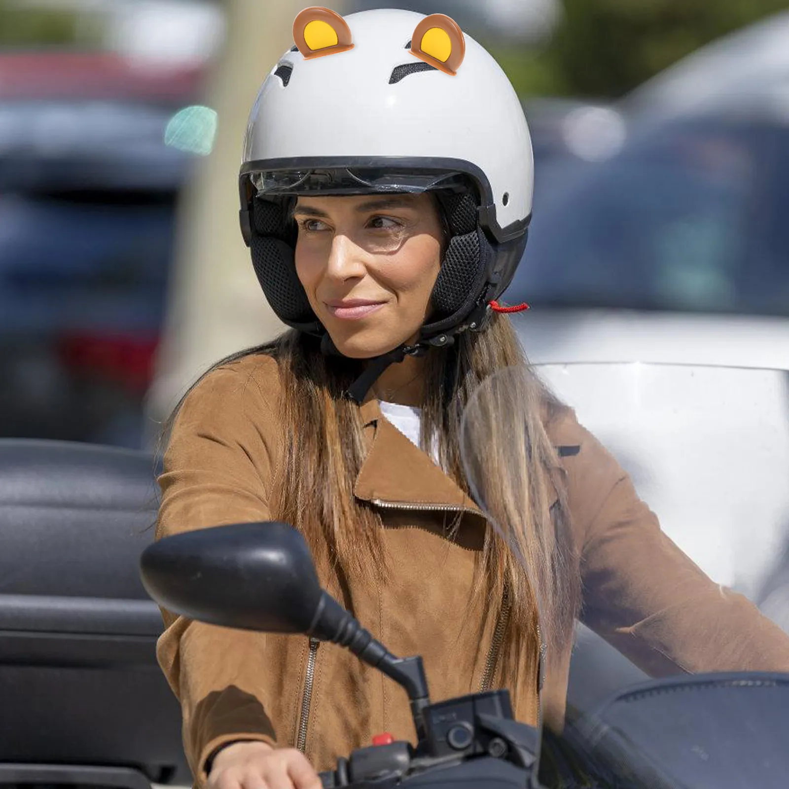 

1Pair Bear Ear Shape Decals for Motorcycle E-Bike Helmets Stylish Fun Decorations Protective Gear Accessory Headwear